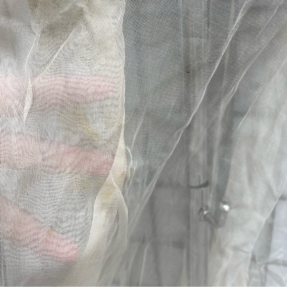 Ethereal Vintage 1940s Ivory Puff Sleeve Sheer Buttons Maxi Wedding Gown XXS - Picture 14 of 16